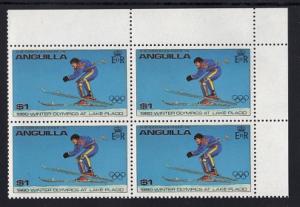 Anguilla  #379  MNH  1980  Olympic games Lake Placid  $1  block of 4