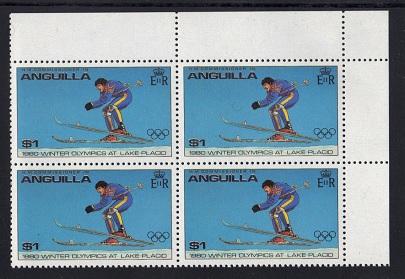 Anguilla  #379  MNH  1980  Olympic games Lake Placid  $1  block of 4