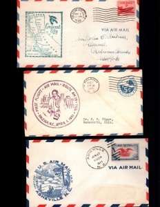 US 3 used first flight  covers