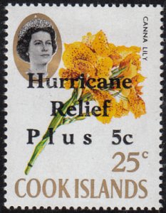 Cook Islands 1972 MH Sc #B18 25c + 5c Canna lily Flowers O/P