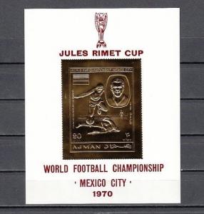 Ajman, Mi cat. 569, BL194. World Cup Soccer, Gold Foil s/sheet.