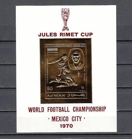 Ajman, Mi cat. 569, BL194. World Cup Soccer, Gold Foil s/sheet.