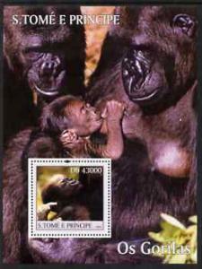 St Thomas & Prince Islands 2004 Gorillas perf s/sheet...