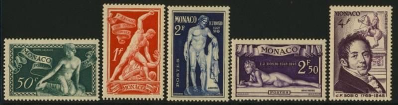 Monaco 209-13 MNH Art, Sculpture, Horse, Bosio