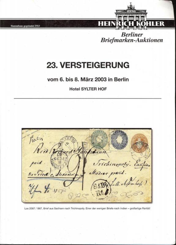 Kohler: Sale # 23  -  23.Versteigerung, Heinrich Kohler M...