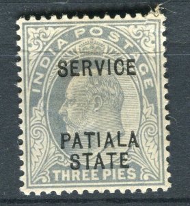 INDIA; PATIALA early 1900s ED VII issue Mint hinged Shade of 3p. value