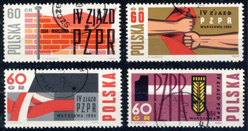 POLAND / POLEN - 1964 Mi.1499/1502 Set of 4 Workers' Party Congress - VF Used