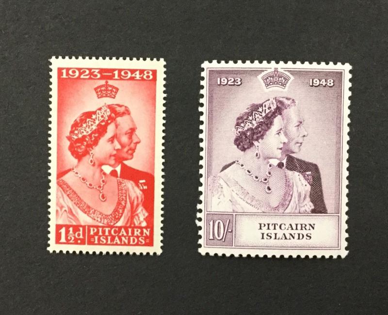 {BJ Stamps} PITCAIRN ISLANDS, #11-12, 1948 SILVER WEDDING, MNH. CV $49.25. 