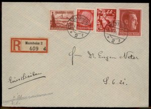 Germany Registered 4 Diff Red 12pf Stamps Local Cover G66815