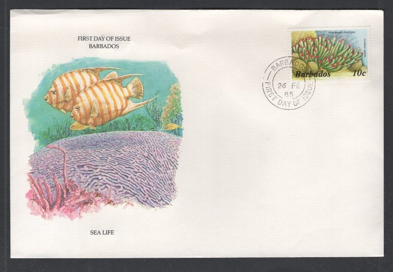 Barbados #643 (1985 10c Marine Life issue) on unaddressed  cachet FDC