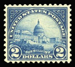 United States, 1910-30 #572 Cat$120, 1923 $2 deep blue, never hinged