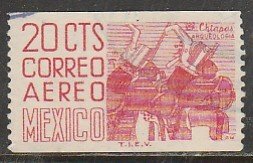 MEXICO C347, 20¢ 1950 Def 4th Issue Fluoresc uncoated COIL. USED. F-VF. (1542)