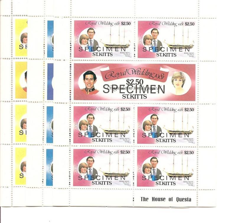 St. Kitts 75-80 sheetlets SPECIMEN ovpt MNH .