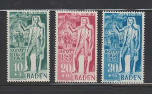 Germany-Baden 1949 Cent. of the Surrender of Rastatt (3v Cpt) MNH CV$30+