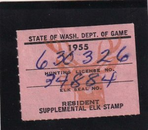 1955 WA State: Resident Supplement Elk Stamp, Wooten #17 (43597)