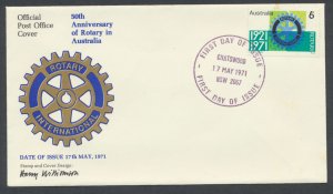 Australia  1971 FDC Rotary International  SG 488 tone spots   see scans   SC#...