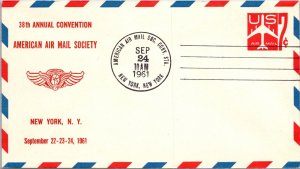 US EVENT COVER CACHETED 38th ANNUAL AMERICAN AIR MAIL SOCIETY CONVENTION 1961 C