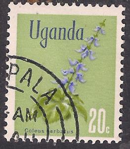 Uganda 1969 QE2 20c Flowers  used stamp  ( C1398 )