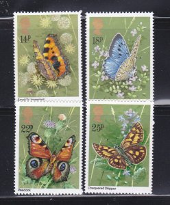 Great Britain 941-944 Set MNH Insects, Butterflies (B)