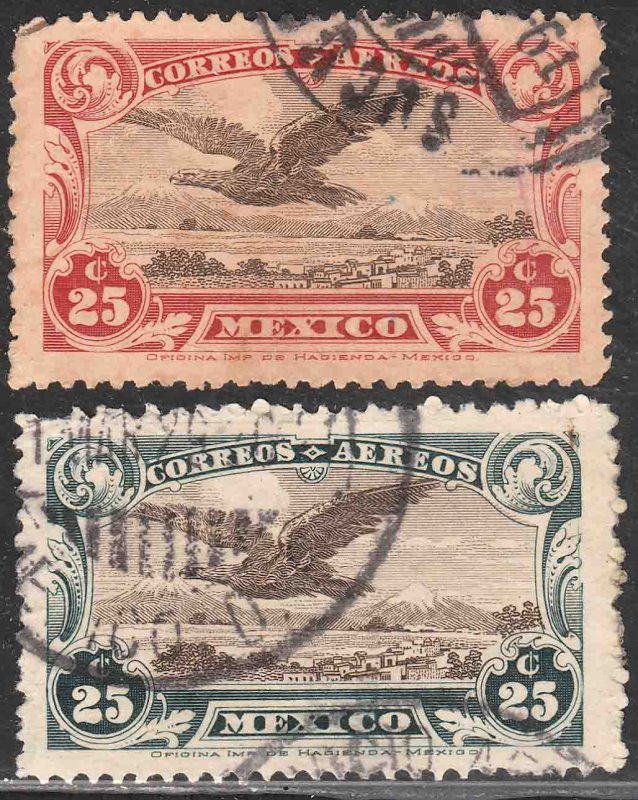 MEXICO C3-C4, EARLY AIR MAIL, SET OF TWO. USED. VF. (815)