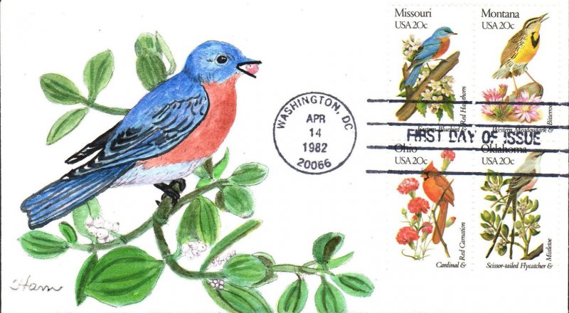#1953-2002 Birds - Flowers Ham FDC Set