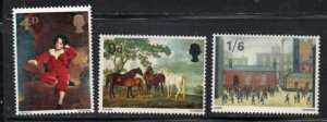 Great Britain Sc 514-516 1966 Paintings stamp set  mint NH