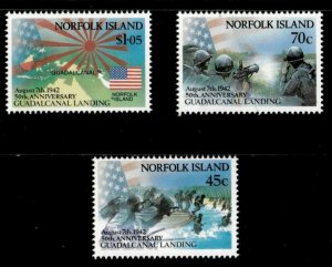 Norfolk Island 1992 - Invasion of Guadalcanal - Set of 3v - Scott 526-28 - MNH