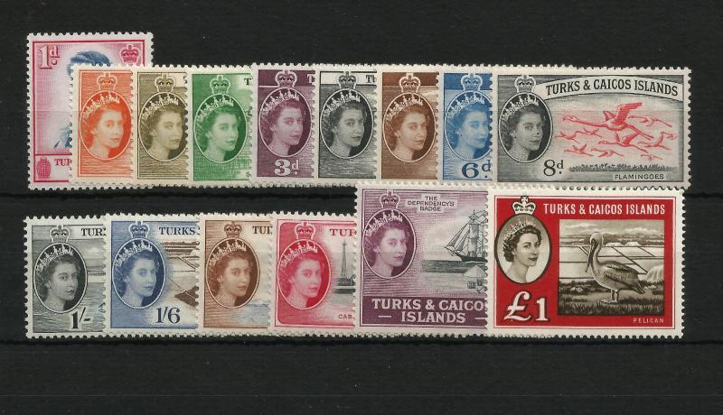 Turks & Caicos Islands 1957-60 set of 15 SG237-253 Fine MNH 