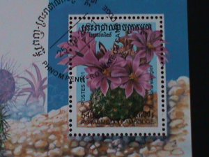 ​CAMBODIA-2001-COLORFUL BEAUTIFUL LOVELY CATUS FLOWERS-CTO -SHEET VERY FINE