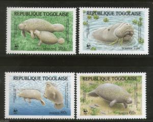 Togo 1984 WWF Manetees Marine Life Animal Mammals Fauna 4v Sc 1241-44 MNH # 017