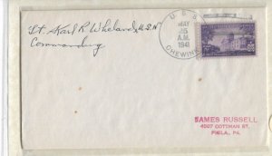 1941 Capt Karl Wheland C.O. USS Chewink to Philadelphia, Pa (54470)