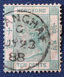 HONG KONG 1882 QV 10c Clear SHANGHAI CDS CA SG#Z800 HK4594