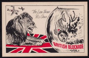 Great Britain 1940's WWII Nazi Propaganda Mint Postcard - Lion shows Claws