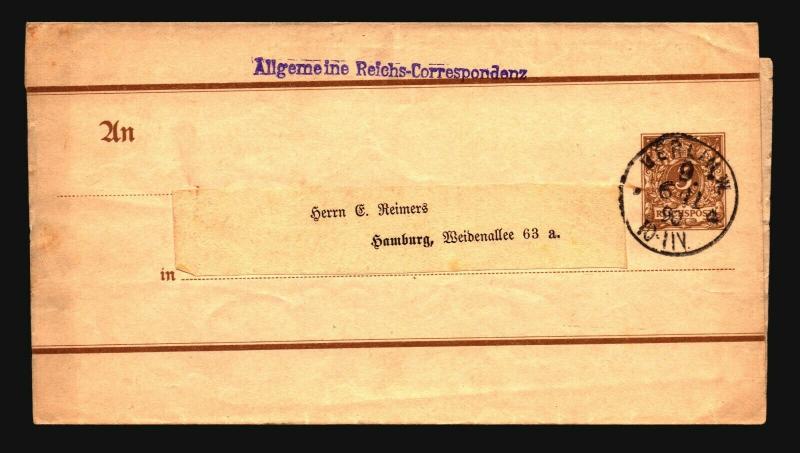 Germany 1890 Postal Wrapper Used / Berlin CDs - Z14942