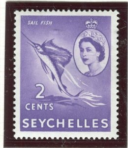 SEYCHELLES; 1954 early QEII issue fine Mint hinged 2c. value