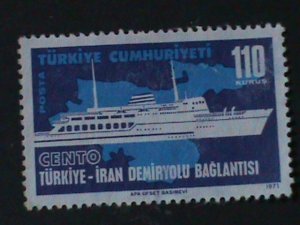 ​TURKEY-1971- TYRKEY-IRAN  TRANSPORTATION SHIP MLH VERY FINE LAST ONE