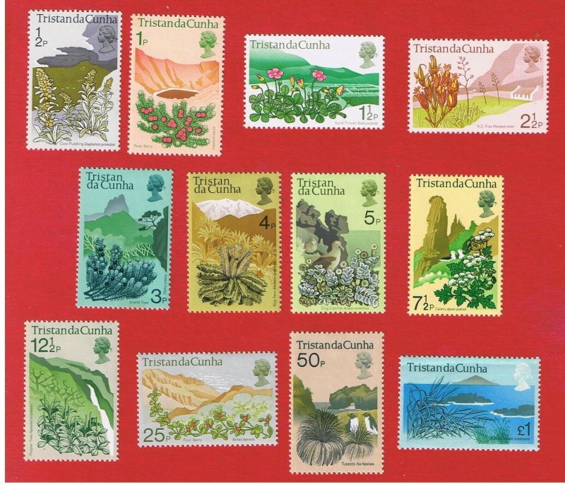 Tristan da Cunha #162-173  MVFLH OG   FLORA  Free S/H 