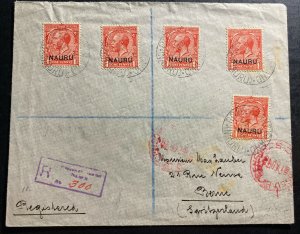 1918 Pleasant Island Nauru Censored Registered Cover To Bern Switzerland SG#6