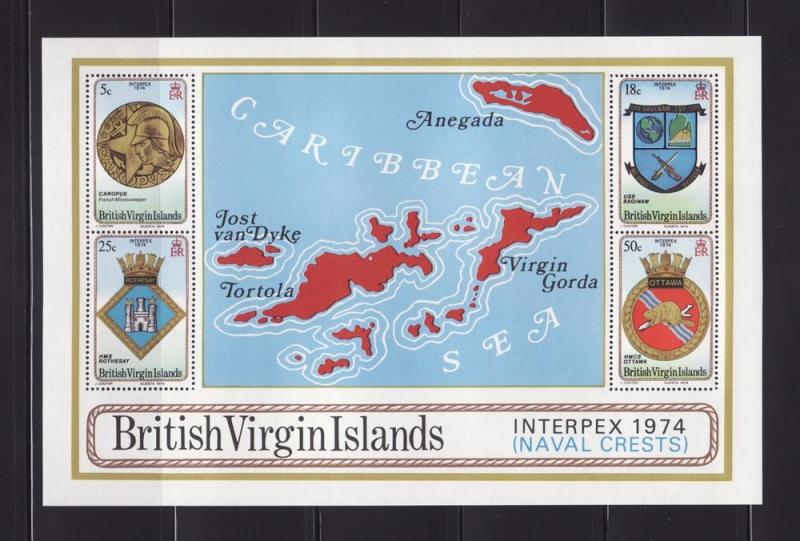 Virgin Islands 269a Set MNH INTERPEX, Naval Crests, Maps (D)