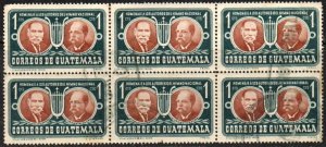 Guatemala Sc #351 Used Block of 6