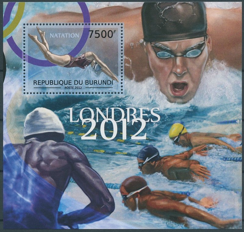 Burundi 2012 MNH Summer Olympics Stamps London 2012 Swimming Sports 1v S/S