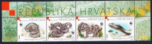 Croatia WWF Orsini's Viper Top Strip of 4v 1999 MNH SC#391 a-d SG#581-584