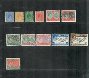 St. Kitts + Nevis Sc#79-90 M/NH/VF, Slight Gum Bend On 87, Cv. $85