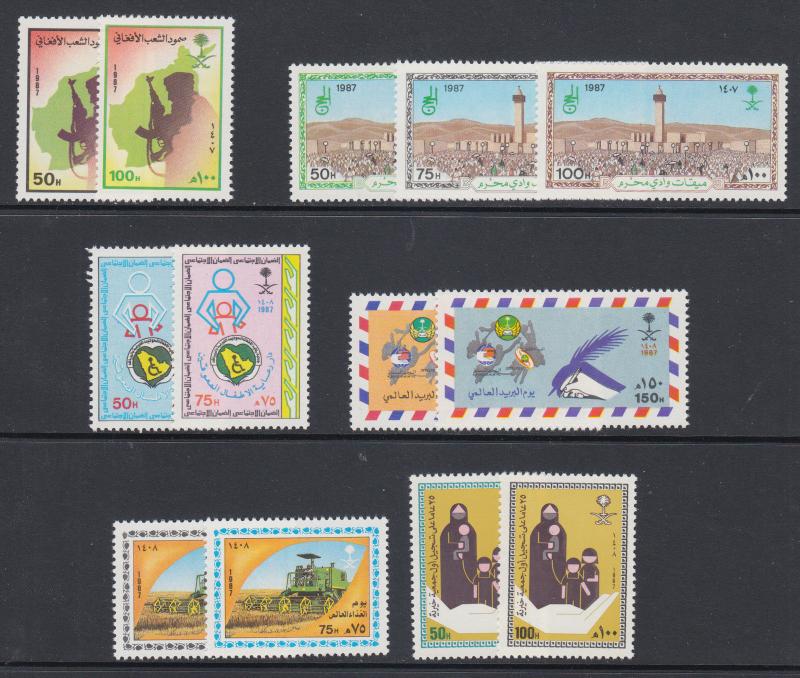 Saudi Arabia Sc 1051-1063 MNH. 1987 issues, 6 complete sets, VF