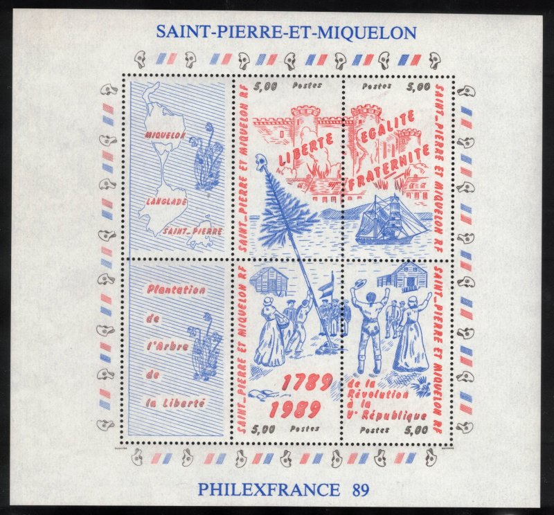ST PIERRE & MIQUELON 1989 French Revolution Bicentenary S/S; Scott 517; MNH