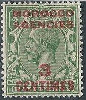 Great Britain: Offices in Morocco 401 (mhr) 3c on ½ p, George V, grn (1917)