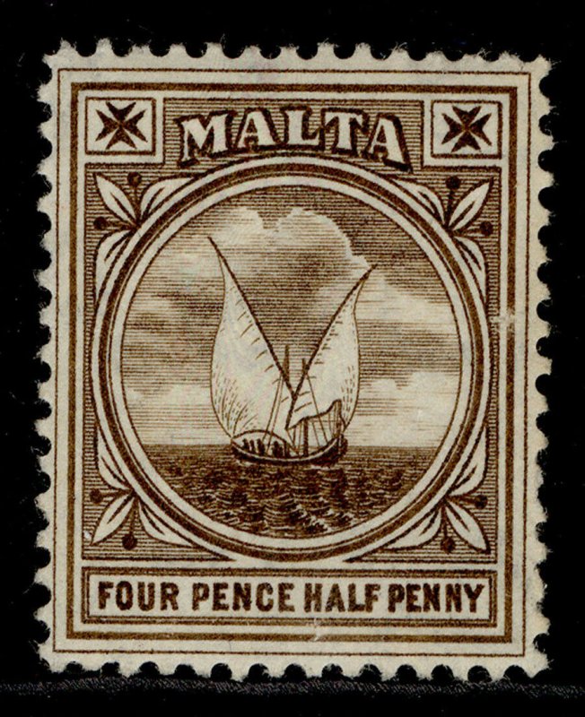 MALTA EDVII SG57, 4½d brown, M MINT. Cat £40.