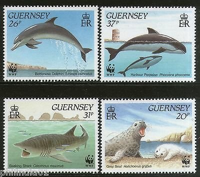 Guernsey 1990 Gray Seal Whale Marine Life Sc 441-44 Animal Fauna WWF MNH # 3476