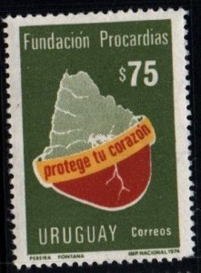 1974 Uruguay Protect your heart Foundation Publicity national map #886 ** MNH