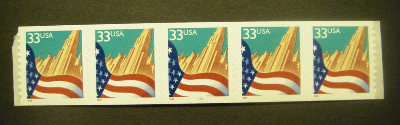 Scott 3281c, 33 cent Flag o/City, PNC5 #3333 MNH, NICE